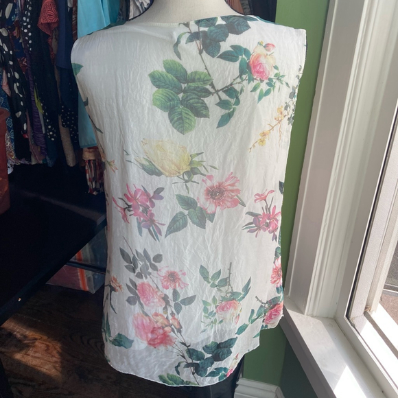 Women's Viola Borghi Floral Sheer Print Sleeveless Top White Size Large - Picture 7 of 13